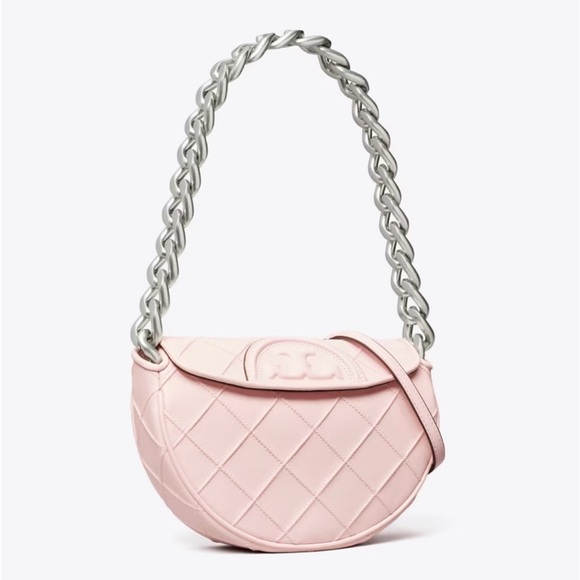 Tory Burch Handbags - Tory Burch Mini Fleming Soft Polished-Grain Crescent Bag